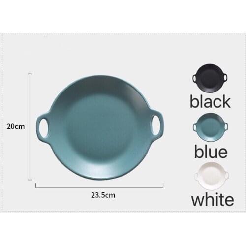 7inch Ceramic Tableware Nordic Household Western Dish Steak Plate Black Dinnerware Breakfast Plate Round Plate