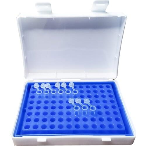 96 Wells PCR Plate Carrying Box PCR Tube Rack for 0.2ml Micro-Tubes, 8 x 12 Array (Blue)