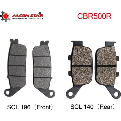 Alconstar - 4 Pieces Semi-Metal Motorcycle Brake Pads Set Disc For Honda CBR500R CBR 500 R 2013 2014 2015 Front & Rear Brake Pad