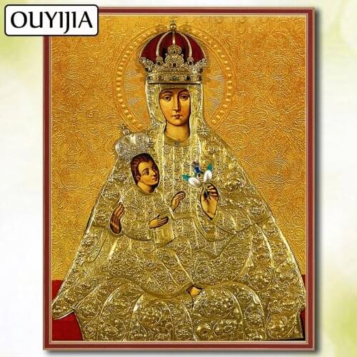 OUYIJIA 5D DIY Diamond Painting Full Square 'The Mother of God'Trakai Embroidery For Sale Diamond Mosaic Picture Of Rhinestones