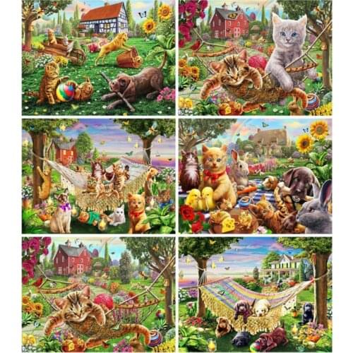 Diamond Painting Cat Dog Cartoon Cross Stitch Sale Diamond Mosaic Animal Crafts Embroidery Full Square Round Wall Art