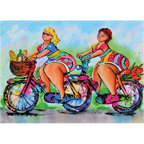 DIY diamond painting cross stitch 5D diamond embroidery Ride a bike girl full drill diamond mosaic picture home decor gift AA469