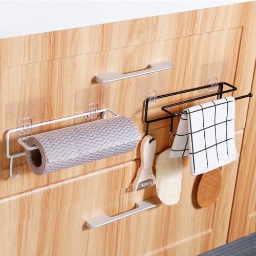 Household Towel Hook Kitchen Wrought Iron Hook Rag Hanging Storage Rack Free Punch Row Hooks Bathroom Wall Hanging