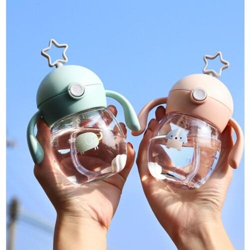 280ML Sippy Cup With Straw Baby Feeding Cup Kids Learn Drinking Water Milk Bottle With Handle Training Cup Tritan BPA Free