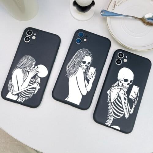 Funny Skull Skeleton Phone Case For iPhone 11 12 Pro Max Mini Cover for iPhone 7 8 6 6S Plus X XR XS MAX 5 SE 2020 Soft TPU Back