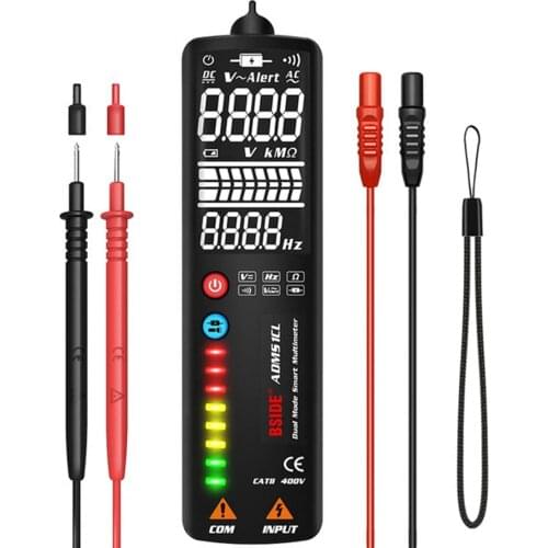 Digital Multimeter 3-Line Display Auto Voltage Tester Curved Screen Voltmeter with Analog Bar & 8 LED Indicator (EBTN display)