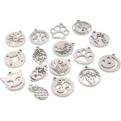 5pcs/lot Stainless Steel Compass Skull Charms Necklace Pendant Bracelet Making for DIY Jewelry Findings Handmade Supplies Z1259