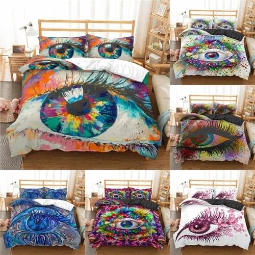 Home Textile Luxury 3D Eye Print 2/3Pcs Comfortable Duvet Cover PillowCase Bedding Sets Queen and King EU/US/AU Size