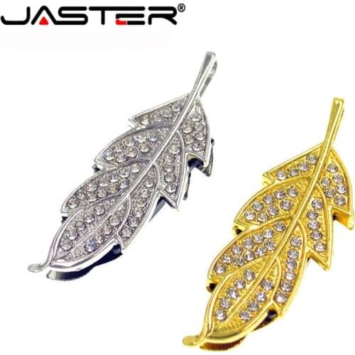 JASTER 4GB/64GB Pen drive Stock Bottle/can Bracelet Finger Usb Jewelry Crystal Leaf Shape 2.0 Pendrive Real Capacity Gifts