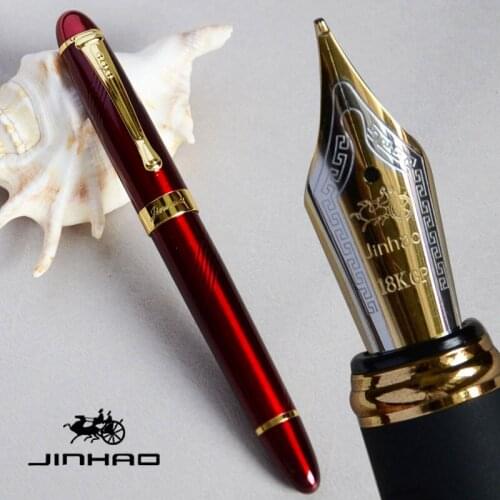 JINHAO X450 DEEP RED AND GOLDEN 18KGP 0.7mm BROAD NIB FOUNTAIN PEN JINHAO 450 BUSINESS OFFICE BLACK BLUE GREEN 21 COLORS SELECT