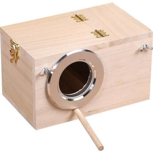 HLZS-Solid Wooden Bird Feeder Budgerigar Parrot Breeding Box Bird Nest Cage Incubator for Parakeet Love Birds