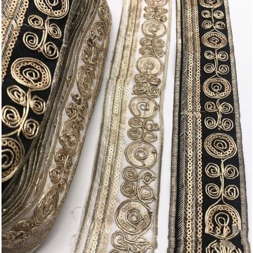 1 Yards Sequin Lace Trim Lace Fabric DIY Embroidery Ribbons for Garments Headdress Sewing Handmade Supplies Embroidered Fabric