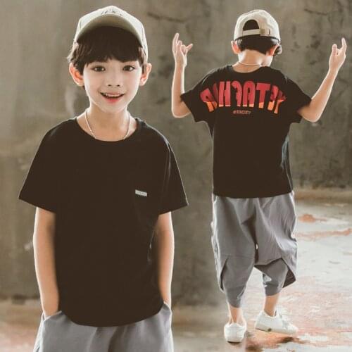 Summer Black Boy T-shirt Short Sleeve Round-neck Casual T Shirt Kids Clothing Vetement Enfant Toddler Boys Clothes BA60DX