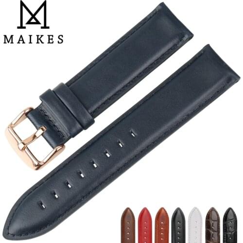 MAIKES New Watch Accessories Genuine Leather Watch Strap 12mm 14mm 16mm 18mm 20mm Watchband For Daniel Wellington DW Watch Bands