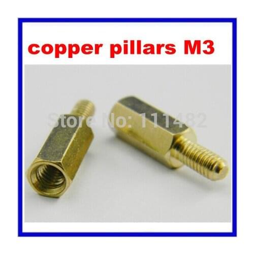 100PCS 6+6 copper pillars M3 6 mm high circuit board mounting posts