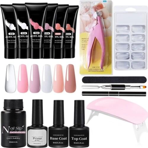 Nail Extension Kit Glitter Clear Color Nail Art Set Crystal Fast Building UV Gel Polish Acrylic Nail Tool Set