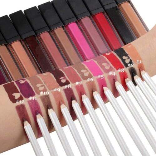 10 Sets Lip Liner Matte Lipstick Kit Private Label Liquid Matte Lipgloss Waterproof No Brand Wholesale Lip Gloss Makeup Custom