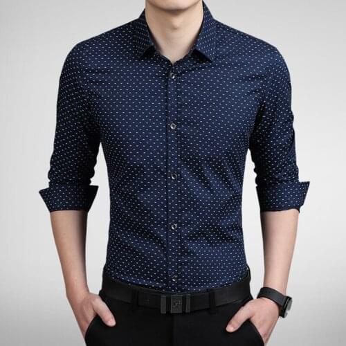 2018 New Men Long Sleeve Shirt Luxury Stylish Mens Printing Slim Fit Shirt Casual Shirts Mens Dress Shirts 5 Color Size:M-5XL