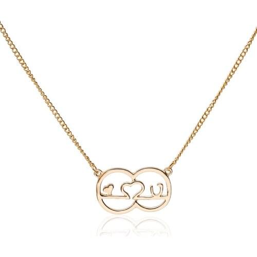 New Gold Color Heart-shaped "LOVE" Pendant Necklace Symbolizes Love Zinc Alloy Female Couple Valentines Day Gift Necklace