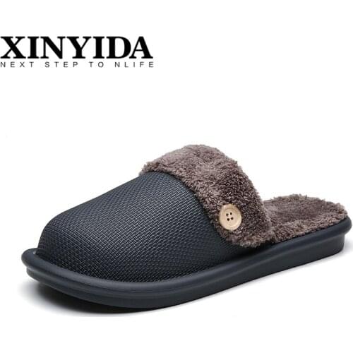 New Autumn & Winter Waterproof Oil-Proof Mute Unisex Slippers Keep Warm Short Plush Cotton Slippers Detachable Lining Size 36-45