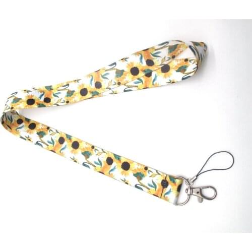 New cartoon sunflower Neck Strap Lanyards Badge Holder Rope Pendant Key Chain Accessorie