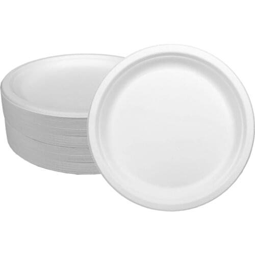 Ecorigin disposable sugar cane paper plates. Plates of 26 cm. Biodegradable disposable plates and compost