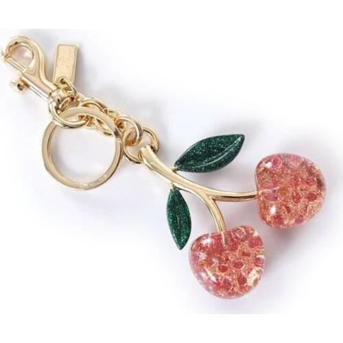 Genuine High Quality New Crystal Cherry Key Ring Bag Pendant Womens Bag Ornaments Exquisite Car Key Ring Classics Accessories