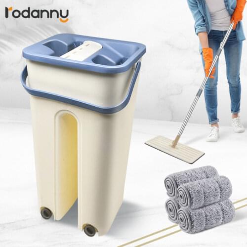 Rodanny Magic Mop For Cleaning Free Hand Mop Hands Free Squeeze Mop With Floor Bucket Flat Mop Drop Shipping Home Kitchen Tool