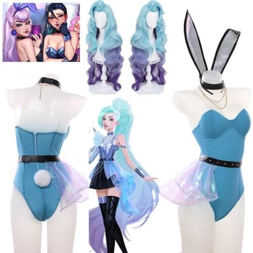 Seraphine Cosplay Bunny Girl Sexy Costumes Game KDA Anime Figure Cosplay Costume Catsuit Party Halloween Girls Dress suit
