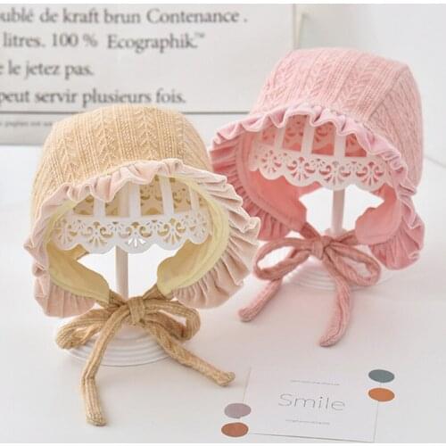 Princess Baby Girl Hat Autumn Soft Cotton Solid Color Toddler Kids Panama Hat Lace Up Beach Bucket Hat For Children 0-3 Years