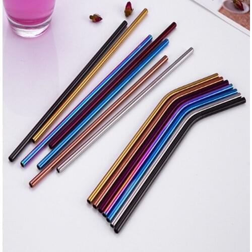 1/4/8Pcs Color gold stainless steel Drinking Straw Reusable High Quality 304 Stainless Steel Metal Straw