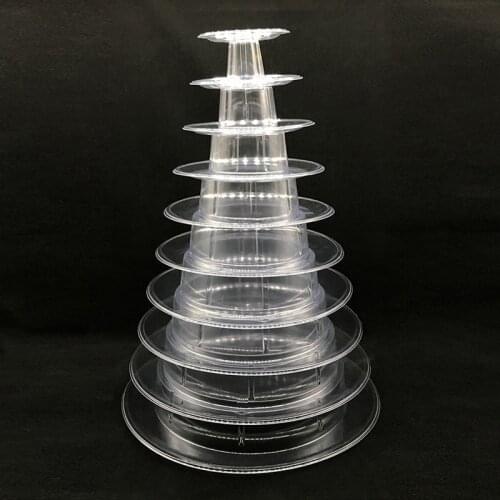 New 10 Tier Tower Macaron Macaron Display Stand Round Cake Stand PVC Tray Birthday Wedding Display Rack Cake Decorating Tools