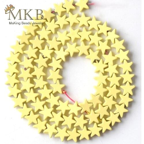 Natural Stone Light Yellow Hematite Matte Rubber Five-pointed Star Beads 6mm Space Beads For Jewelry Making Diy Bracelet 15"