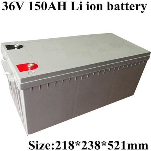 Waterproof 36v 150ah Lithium Ion Batteria 100A BMS Li Ion for 3000W 2500w Inverter Scooter Golf Cart Bike Solar +10A Charger