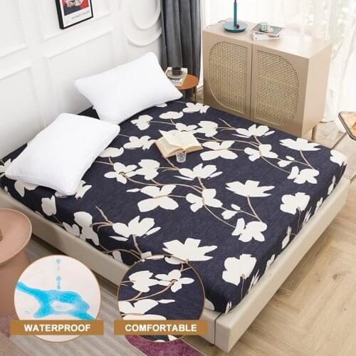 Printing Waterproof Bed Mattress Protector Cover Soft Breathable Hypoallergenic Protection Pad Cover Queen King Size Bed Cover