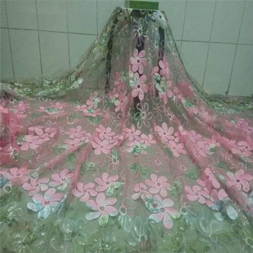 High Quality nigerian tulle fabric French Tulle lace Women Dress Embroidered Sequin Lace Fabric African lace fabric dress 66-350
