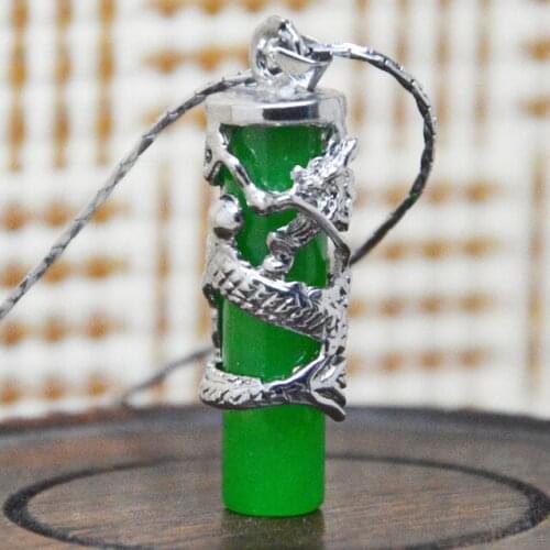 Natural green jade Pendant inlay real 925 Silver Necklaces Pendants women jade jewelry Chain silver 925 jewelry necklace women