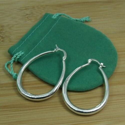 BABYLLNT 925 Silver Smooth Circle 41mm Hoop Earrings For Women Lady Gift Fashion Charm High Quality Wedding Jewelry Gift