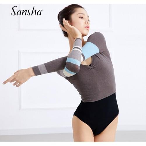 Sansha Adult Multicolor Crop Top Women Long Sleeves Stylish Knitted Sweater V-Neck Warm Knitwear Gym Training Dancewear 80BO1004