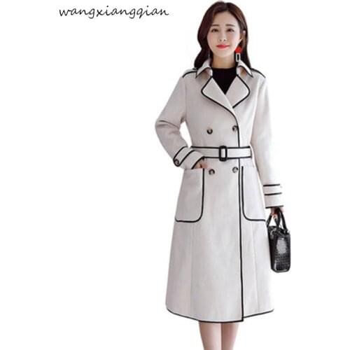Womens Woolen coat long section Korean version the new slim slimming temperament autumn winter models woolen coat female A485