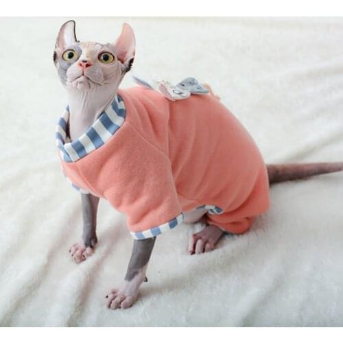Winter Hairless Cats Clothes For Sphinx Dog Jumpsuit Small Medium Breeds Plus velvet Pets Kittens Costumes Clothing Warm Cotton