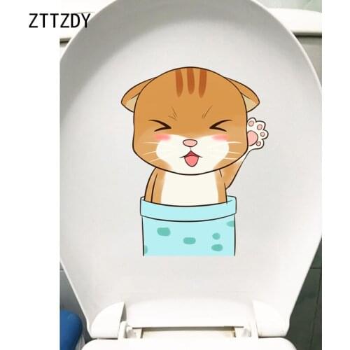 ZTTZDY 18.6*23.7CM The Singing Cat Wall Sticker Toilet Decal Kids Room Anil Home Decoration T3-0108