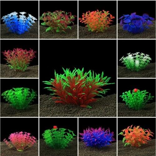 1pc 12cm Fish Tank Artificial Grass Aquarium Decor Multicolor Artificial Plastic Underwater Grass Plants Aquarium Accessories