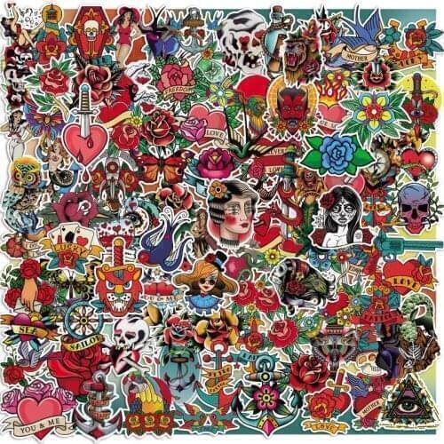 10/30/50/100PCS Color Beauty Retro Tattoo Love Cool Stickers Skateboard Laptop Guitar Car Graffiti Decal Home Doodle DIY Sticker