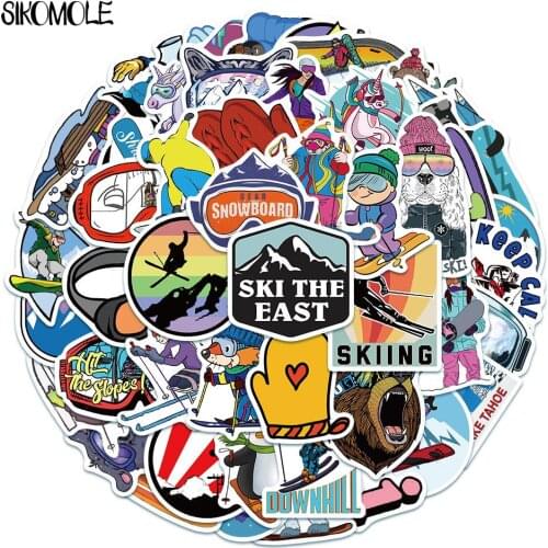 50pcs Skiing Sport Outdoor Winter Sticker Children Gift DIY Skateboard Luggage Refrigerator Notebook Graffiti Decal Stickers F5