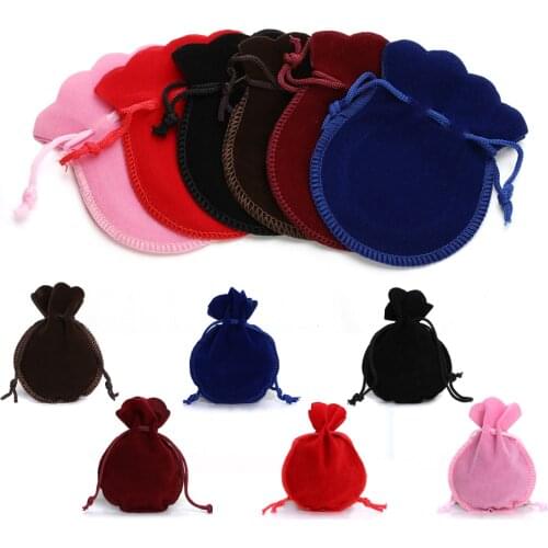10pcs/lot 8 Colors 7x9cm Velvet Bag Drawstring Pouch Jewelry Bag Calabash Shape Wedding/Christmas Gift Bag Jewerly Packaging