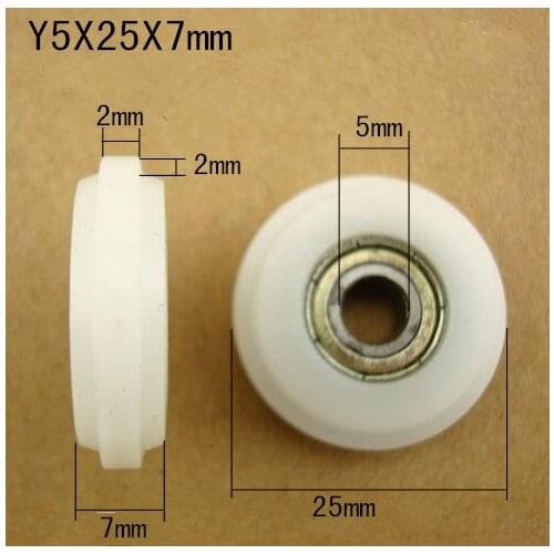 Free Shipping 10 pcs Y type ball bearing injected with POM wheels 5*25*7 Y groove wheel