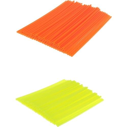 144 Pcs Motorcycle Wheel Rim Spoke Wraps Skins Cover Orange+Light Yellow