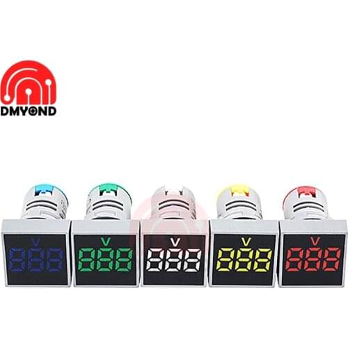 22mm AC 60-500V 0-100A Square Ammeter Voltmeter LED Digital Dual Display Voltage Gauge Current Meter Led Modules Indicator Light