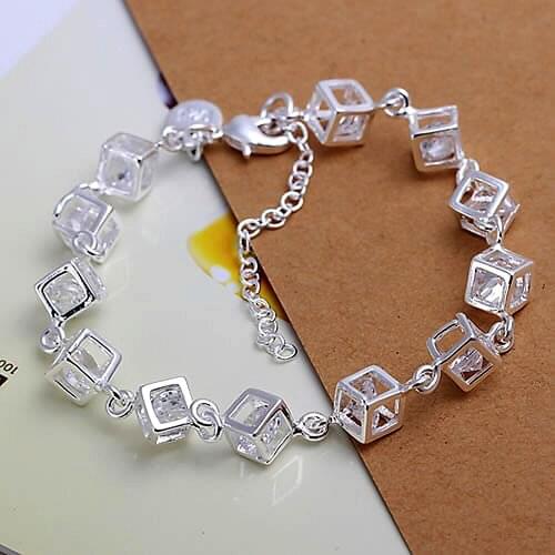 5pcs Fashion Silver Bracelet women Bracelet Jewelry Whitehead Checkered Crystal Bracelet Free Shipping